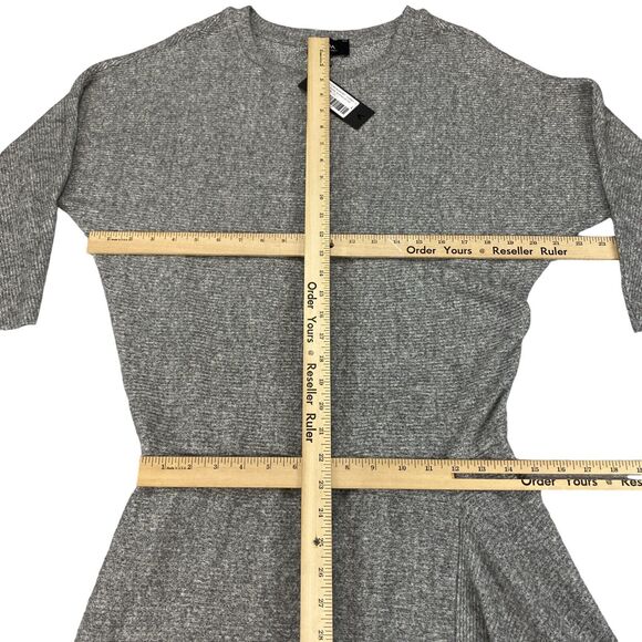 COA Sweater Dress Women's Large Gray Heather Knit Flowy Draped Hem Crew Neck - Picture 4 of 16